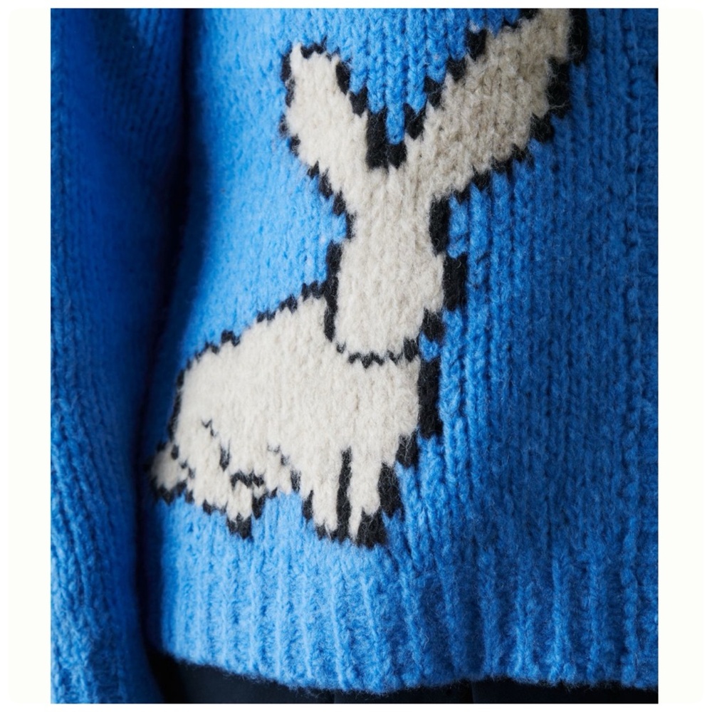 NWT Anthropologie Maeve Bunny Slope Cardigan front buttons Sweater in Blue, L - Picture 4 of 13